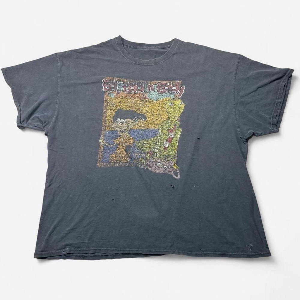 Y2K Ed Edd n Eddy Cartoon Network graphic tee, faded black, no size tag